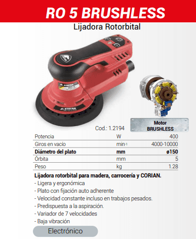 Lijadora rotorbital RO 5 Brushless para lijar la carrocería del coche