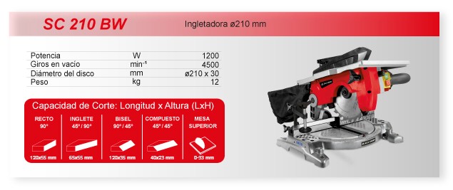 Datos técnicos de la SC 210 BW