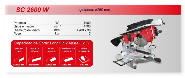 Datos técnicos de la SC 2600 W